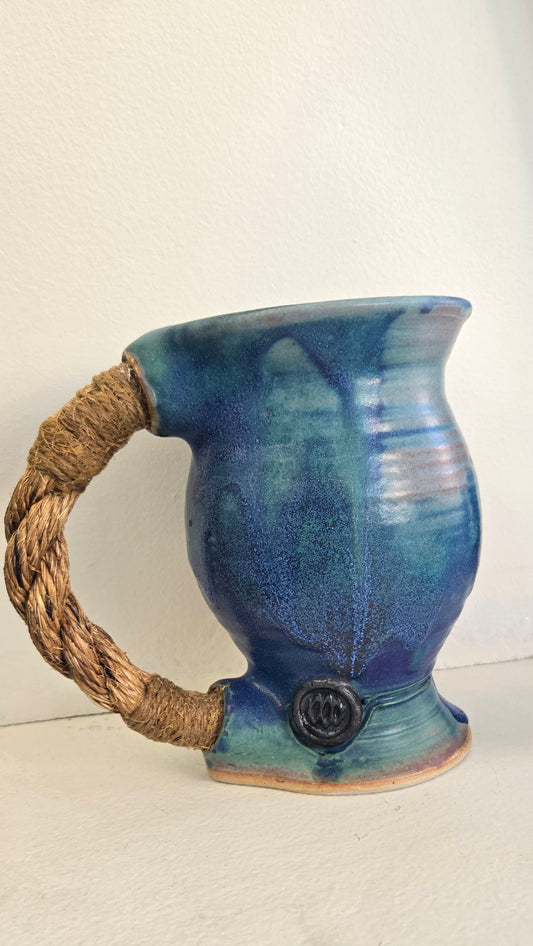 Mug- Large Rope Handle - Blue/Green