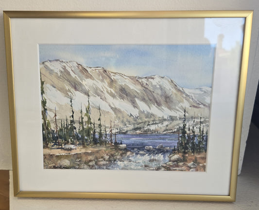 Framed Original Watercolor- "Overflow" Lake Marie