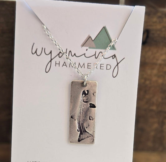 Necklace - Fine Silver Rainbow Trout Pendant