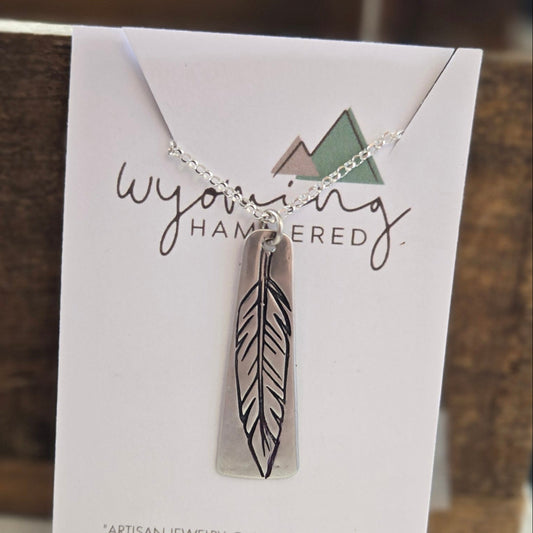 Necklace - Fine Silver Feather Pendant