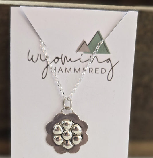 Necklace - Fine Silver Daisy Pendant