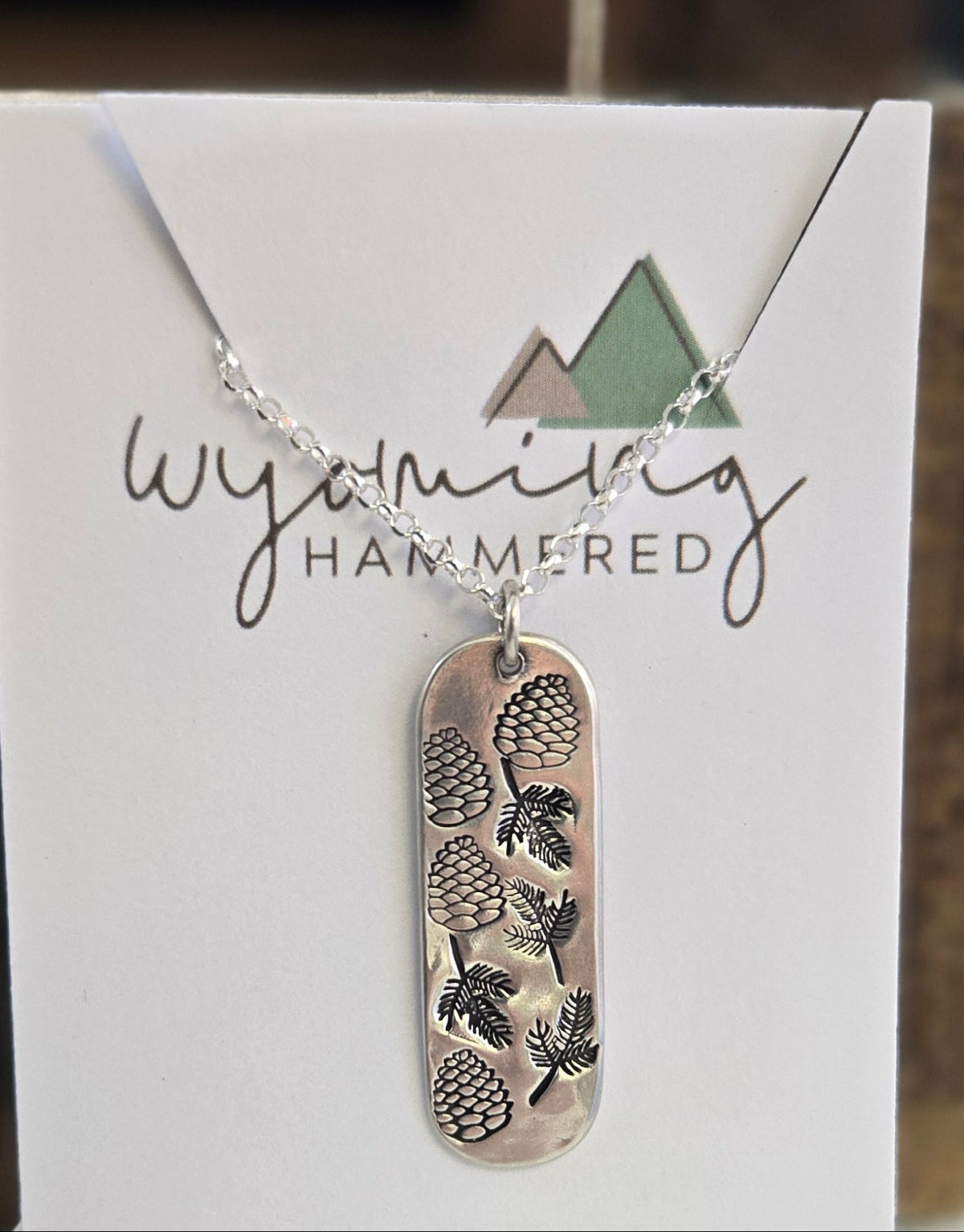 Necklace - Fine Silver Pine Cones and Leaves Pendant