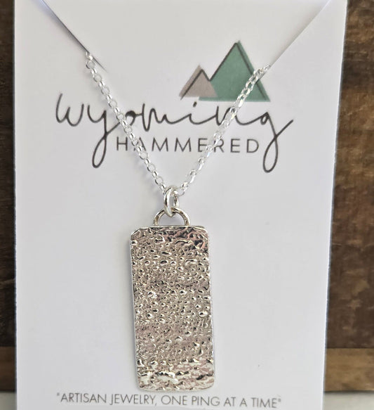 Necklace - Reticulated Silver Rectangle