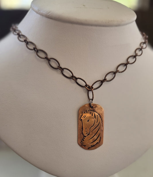 Necklace - Copper Pendant with Horse