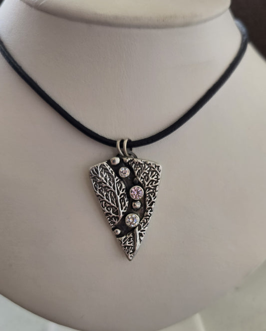 Necklace - "River Forest" on Leather Cord