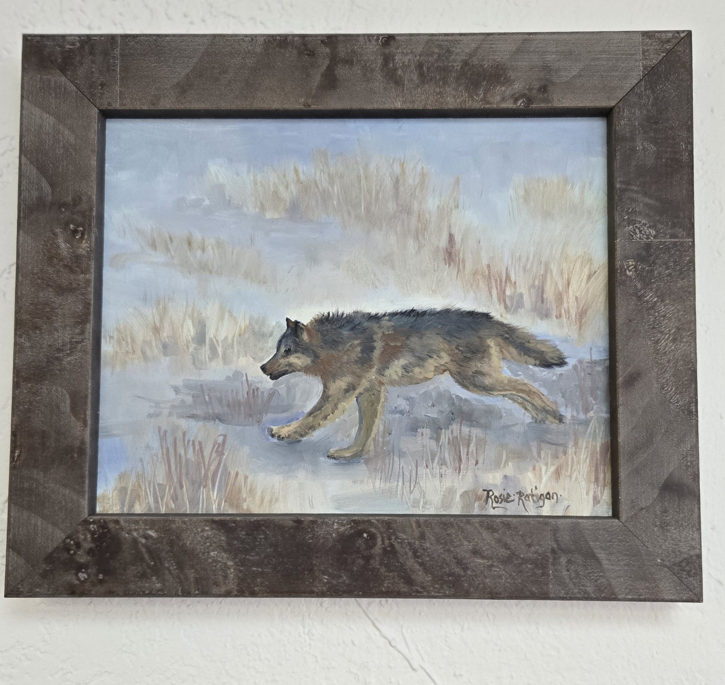Original Oil Painting Framed- "Running Free" Wolf