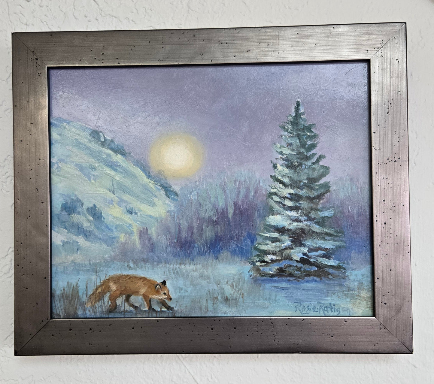 Original Oil Painting Framed- "Nightfall Study II" Fox