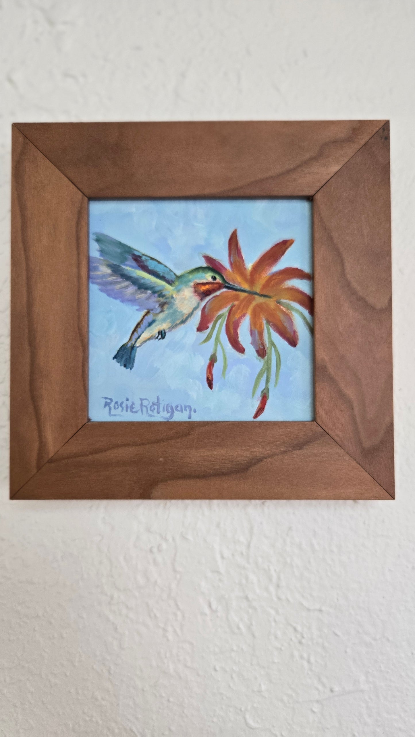Original Oil Painting Framed- "Beauty and Nectar" Hummingbird