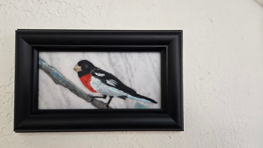 Original Oil Painting Framed- "Rose Breasted Grosbeak"