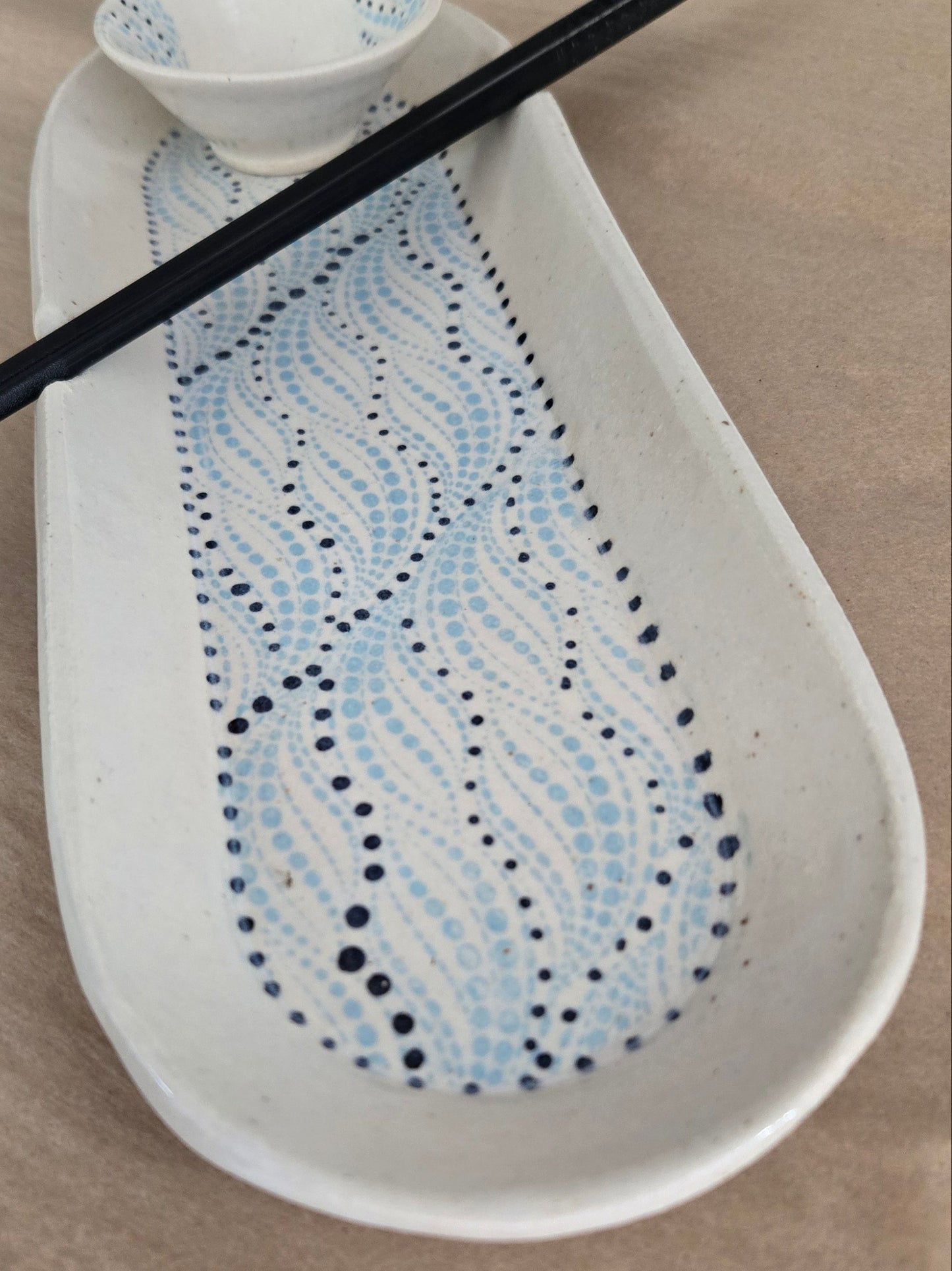Sushi Tray Set - Blue and Black Dots