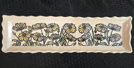 Platter- White With Daisies