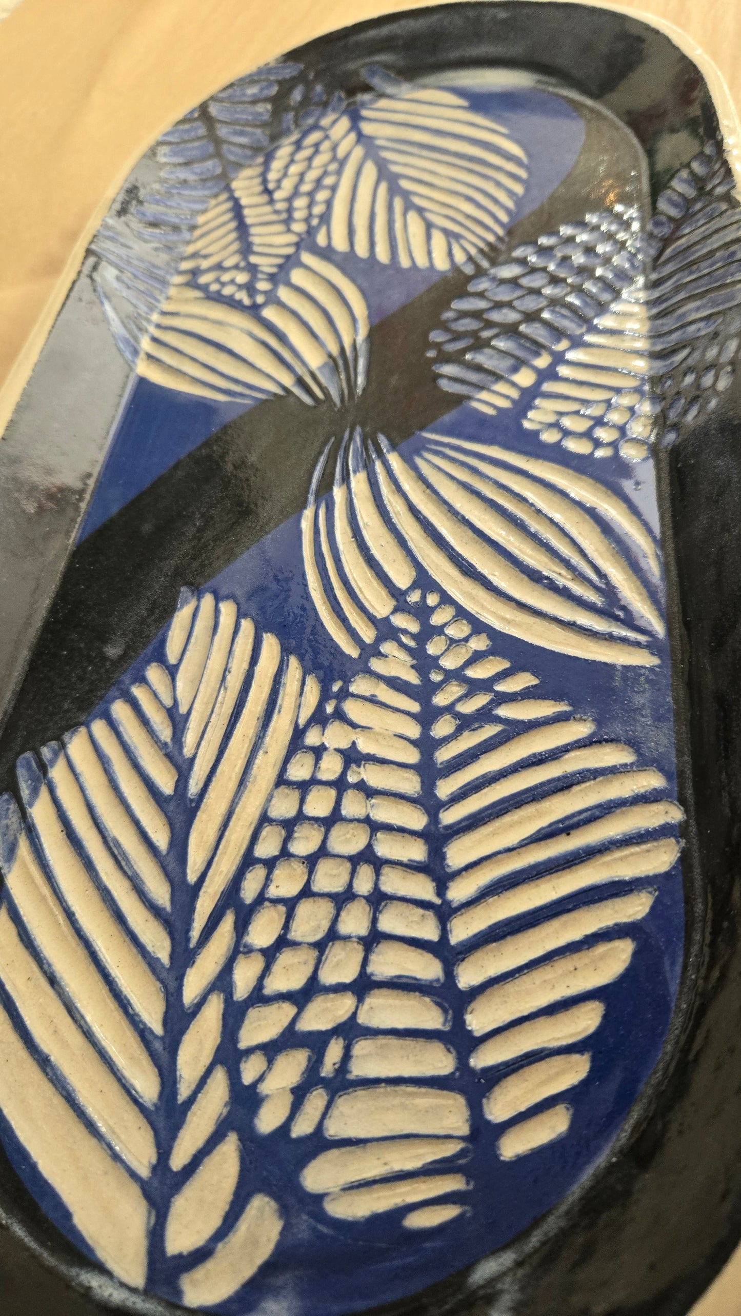 Platter- Leaves- Blue and Black