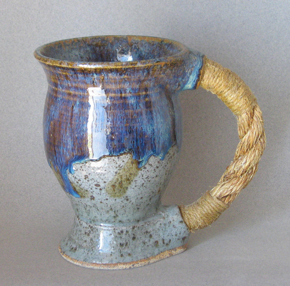 Mug- Large Rope Handle - Blue/Green