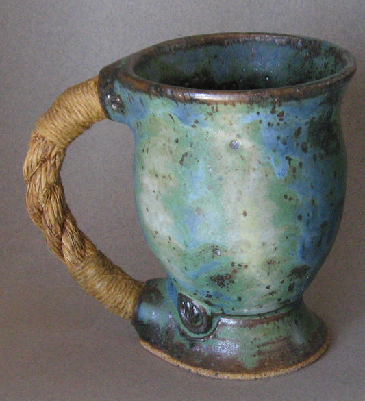 Mug- Large Rope Handle - Blue/Green