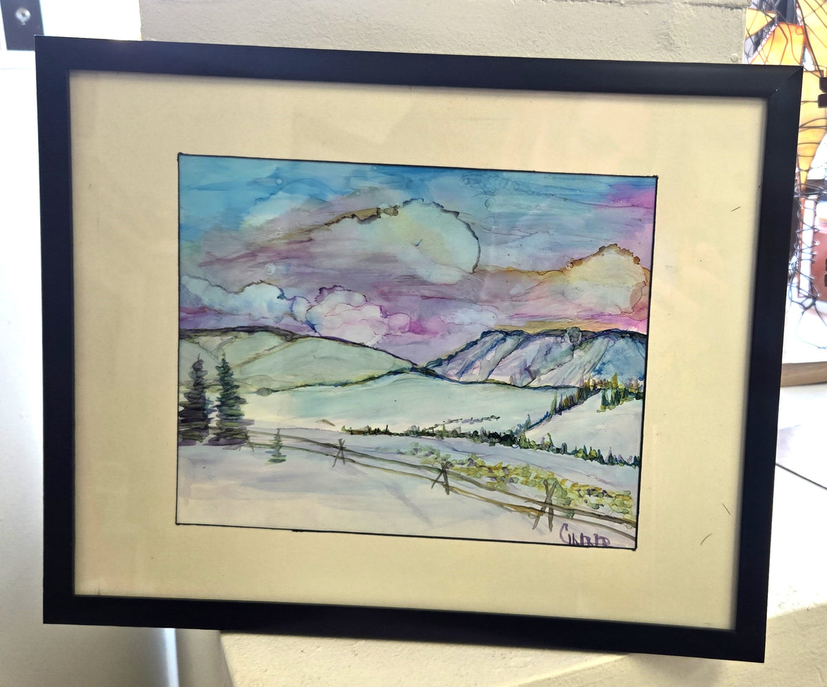 Framed Original Alcohol Ink - Winter Morning from My Window
