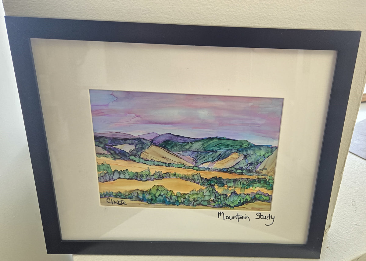 Original Alcohol Ink Painting- " Mountain study "