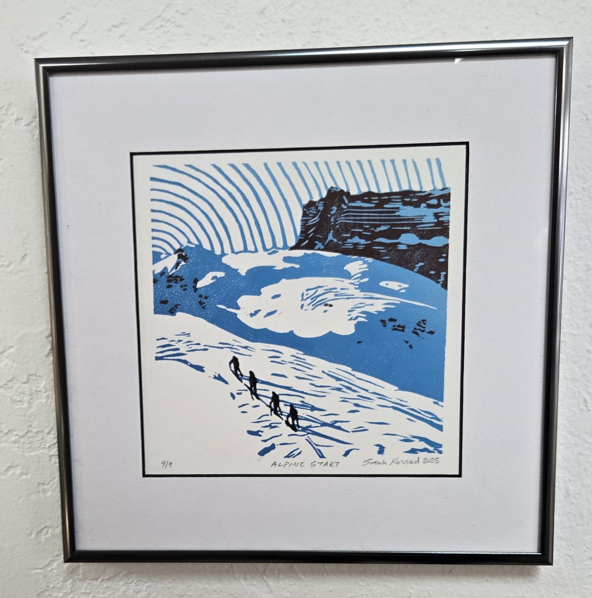 Framed Linocut Print- "Alpine Start"