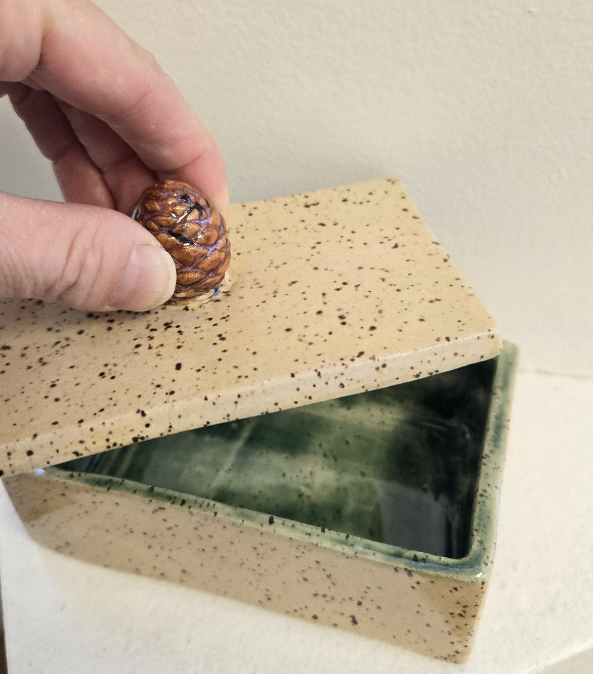 Trinket/Jewelry Box - Slab Built - Pine Cone