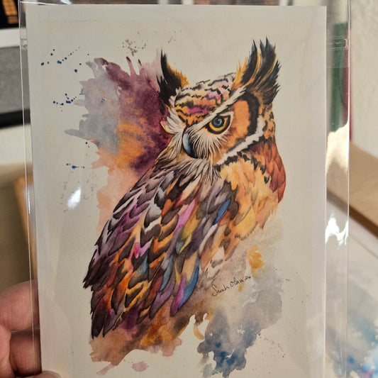 Watercolor Print- "Splash of Owl"