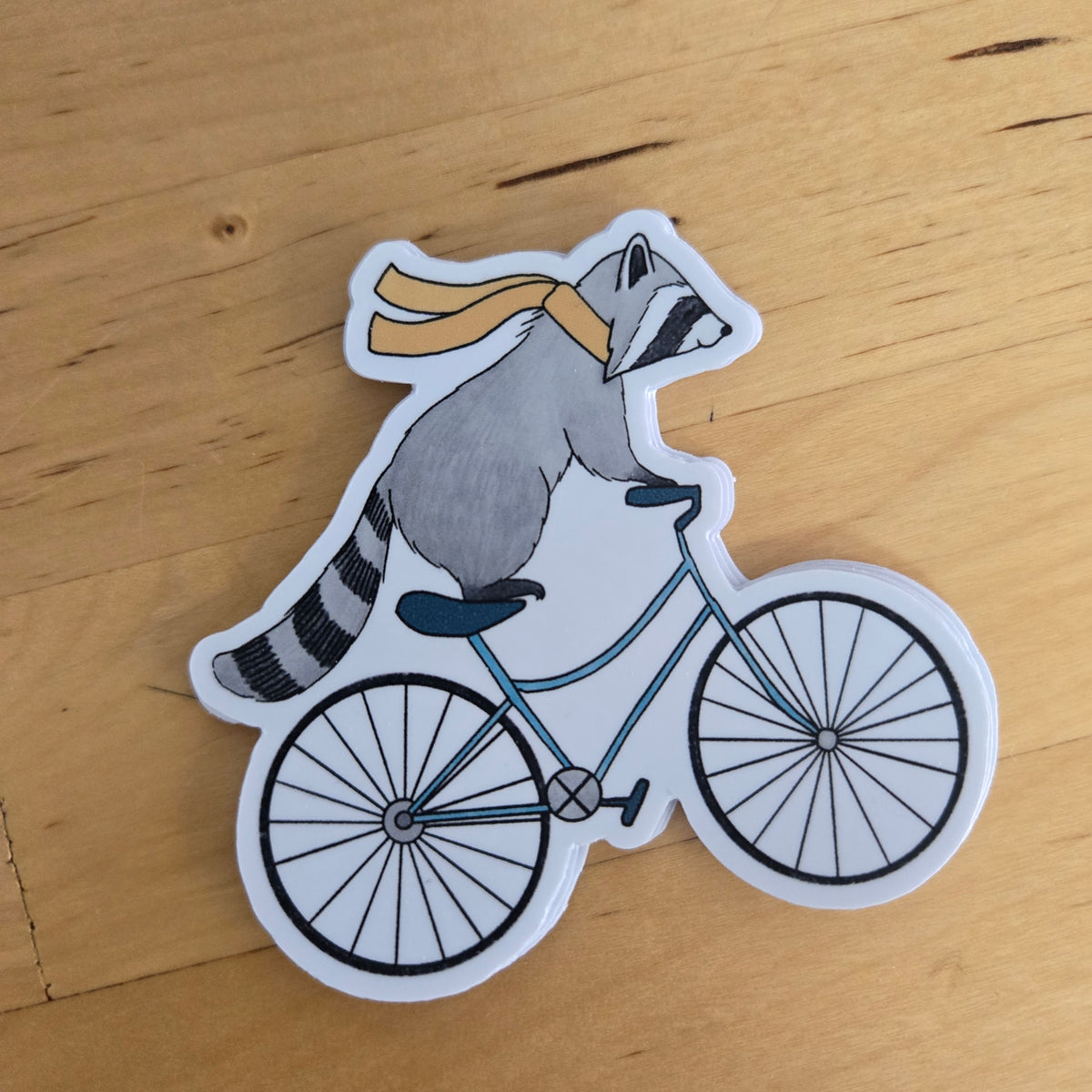 Sticker- Racoon and Bicycle