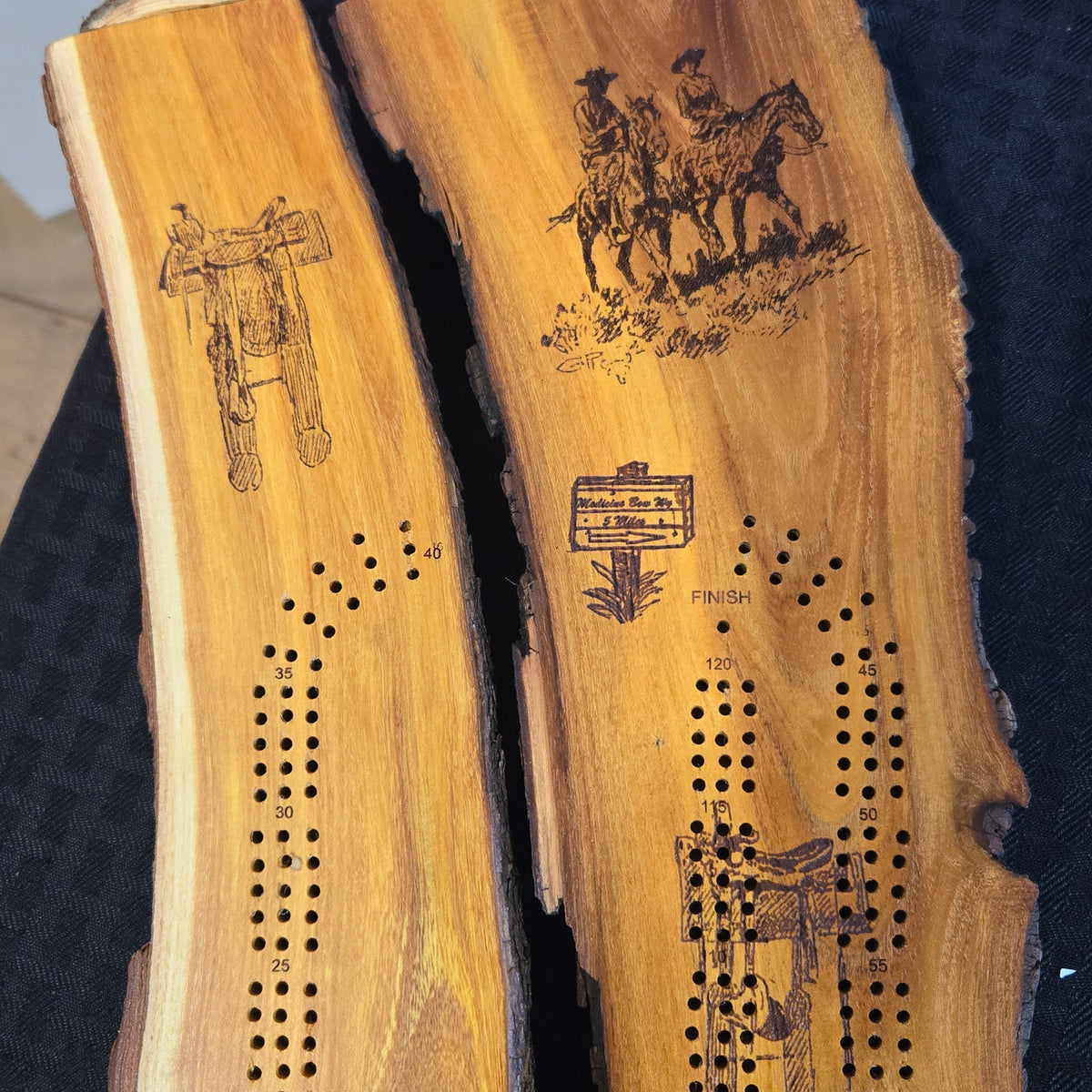 Cribbage Board - Large- "The Virginian" Western Themed