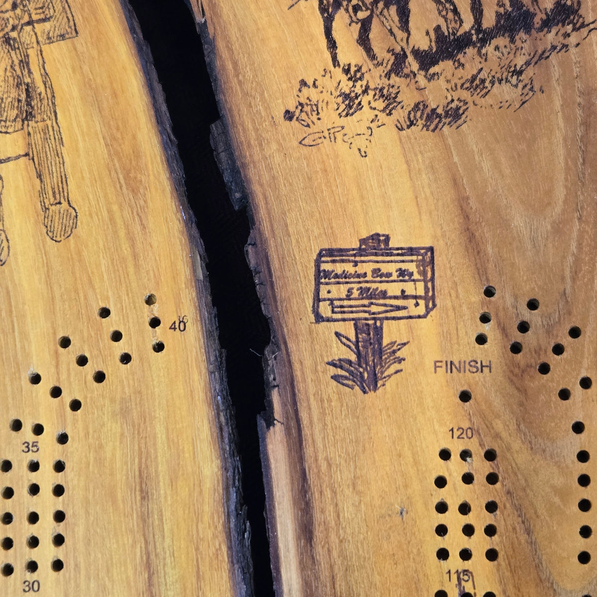 Cribbage Board - Large- "The Virginian" Western Themed