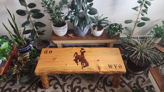 Wood Table - "Go Wyo" Bucking Bronc