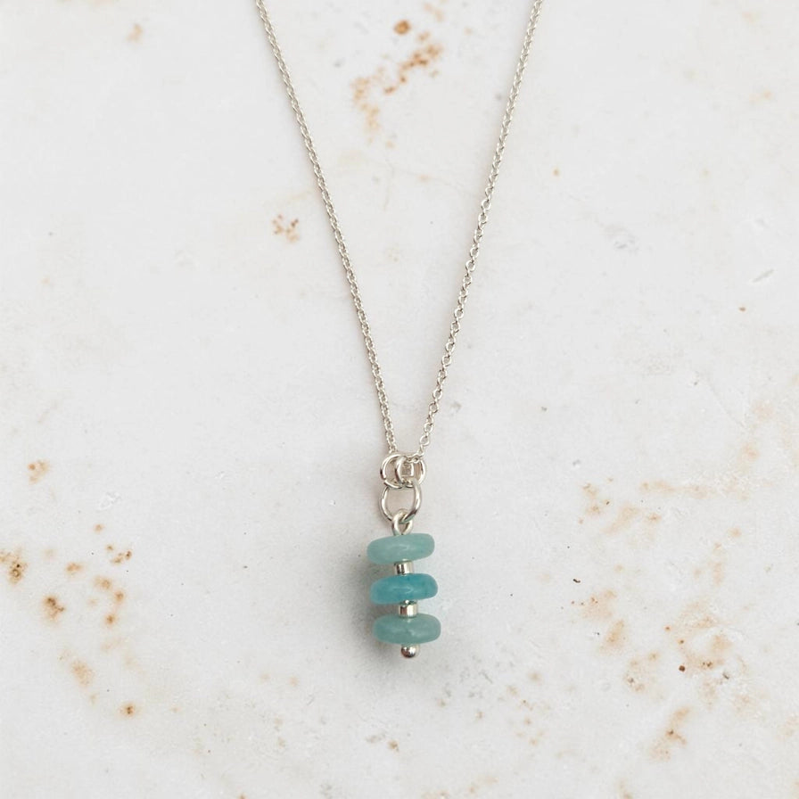 Necklace - Silver Chain and Amazonite Beads