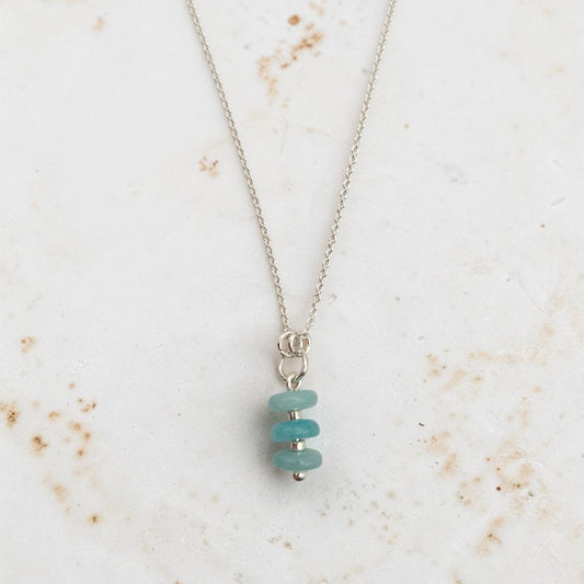 Necklace - Silver Chain and Amazonite Beads