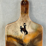 Hand Made " Steamboat " Cherry Wood Cheese Board with 24K Gold