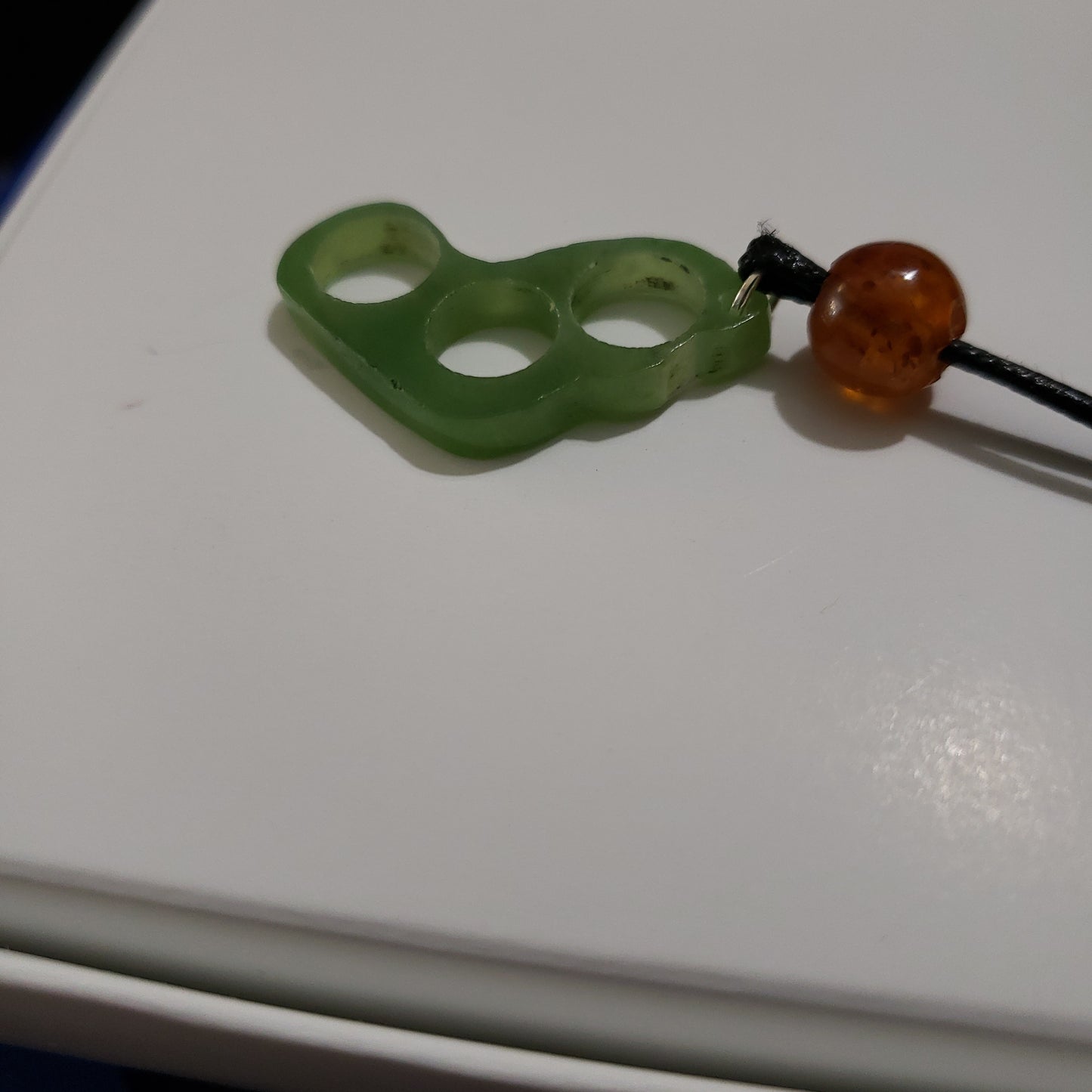 Wyoming Apple Green Bee Hive Pendant Hand Carved with Amber  Bead
