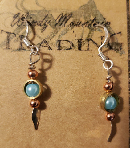 Blue Beads Copper bead accent with Accent  Charm Earrings