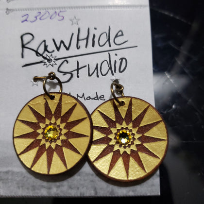 Sunburst Brown and Gold Circle  Earrings