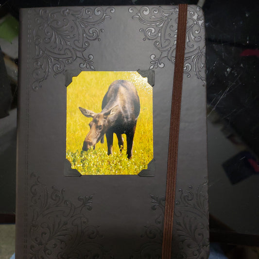 Moose Black Journal with Brown Stretch Band