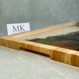 Handmade Teak Hardwood and Resin Tray with 24K Gold