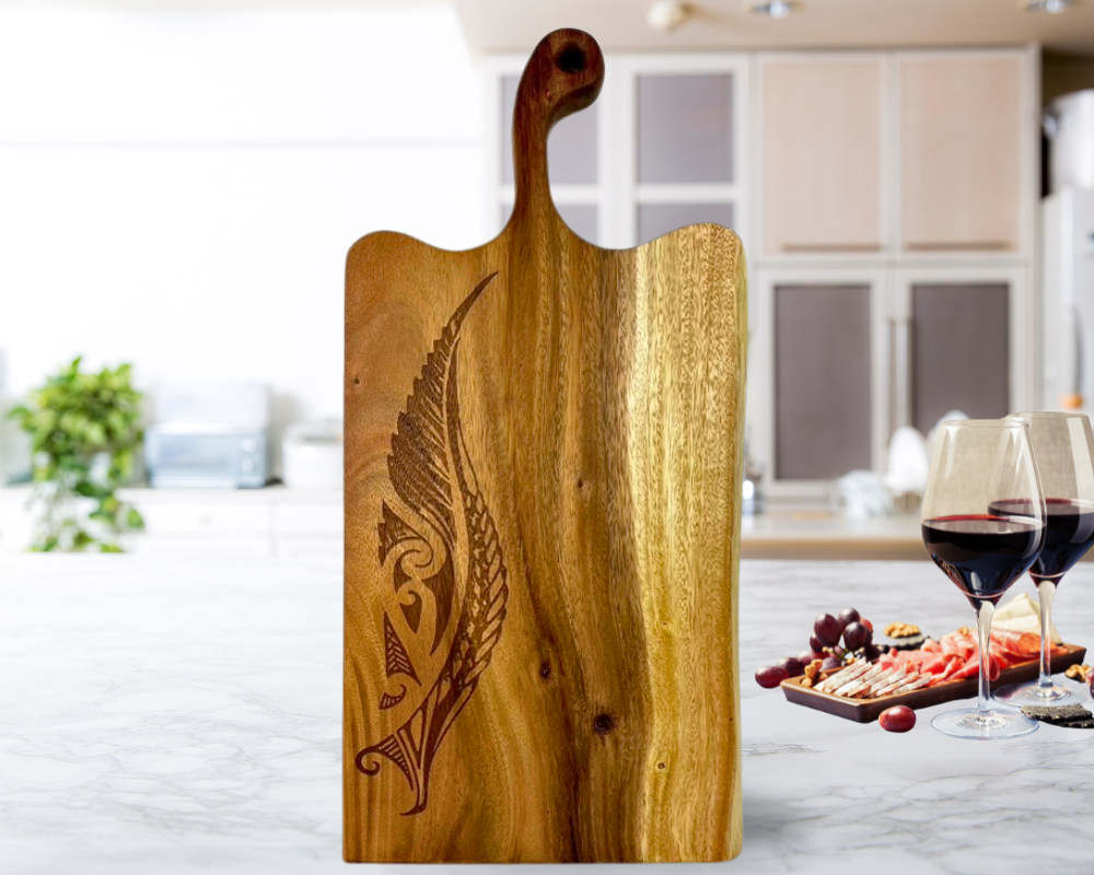 Laser Engraved " Tribal Feather " Large Charcuterie Board