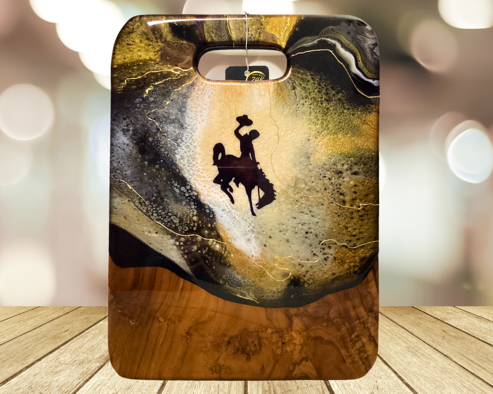 Wyoming Cowboy Charcuterie Cheese Board with 24K Gold Accents