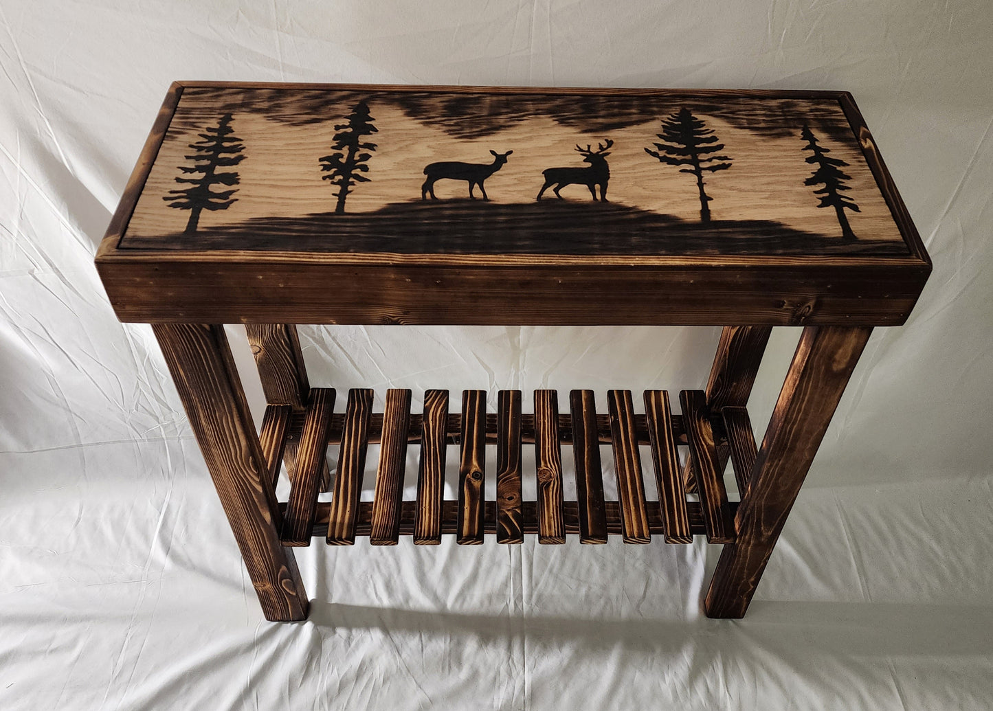 " Deer " Wood Burned Wilderness Table