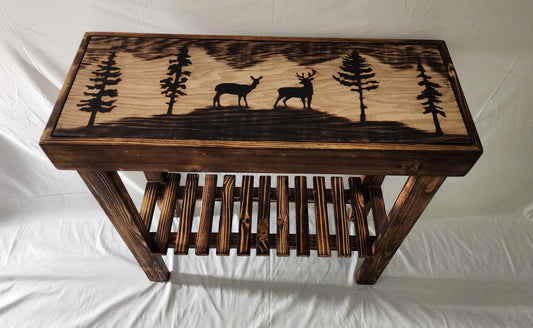 " Deer " Wood Burned Wilderness Table