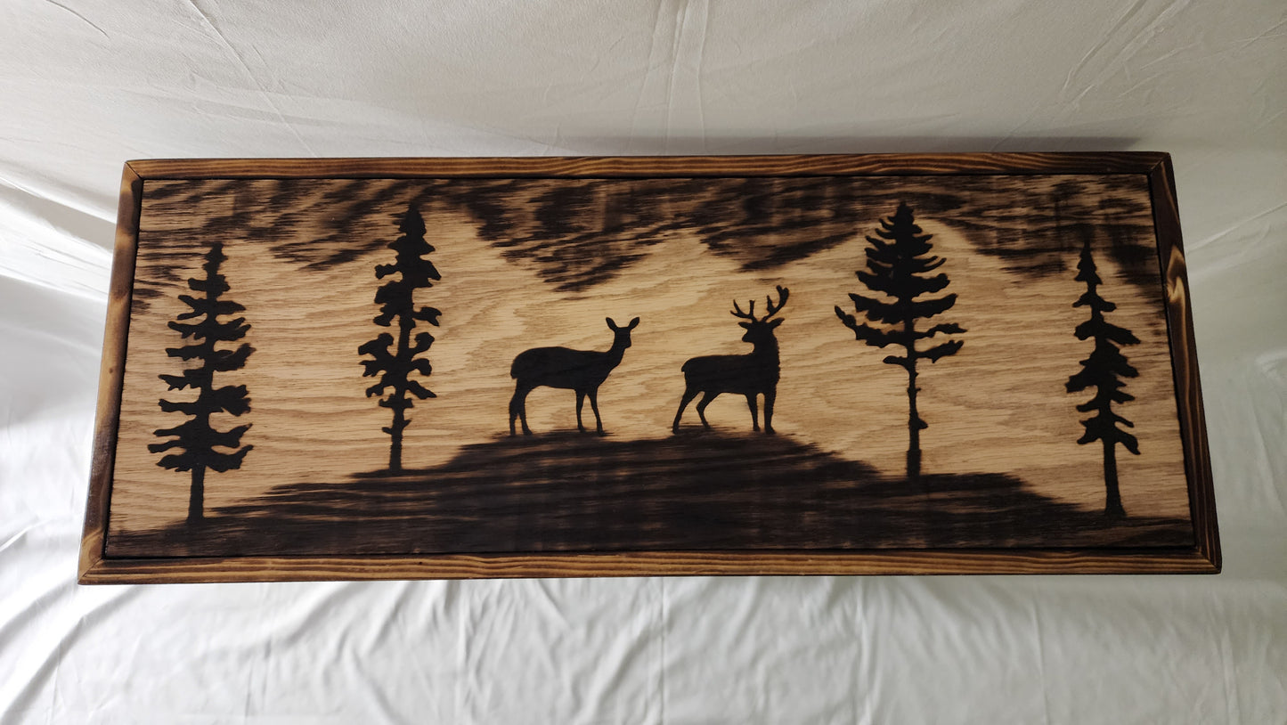 " Deer " Wood Burned Wilderness Table