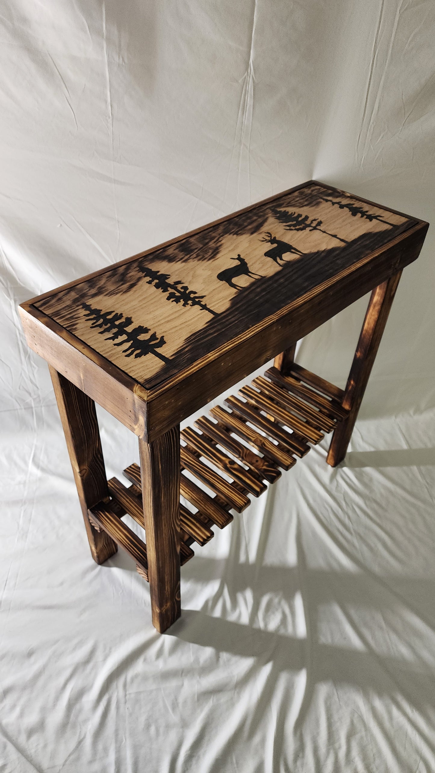 " Deer " Wood Burned Wilderness Table