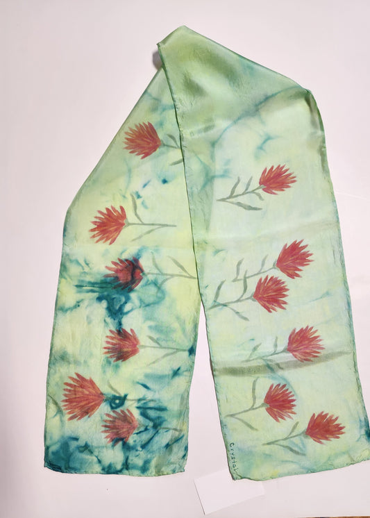 " Indian Paintbrush " Hand Dyed Silk Scarf