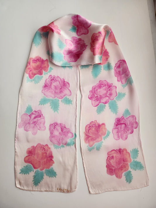 " Roses" Hand Dyed Silk Scarf
