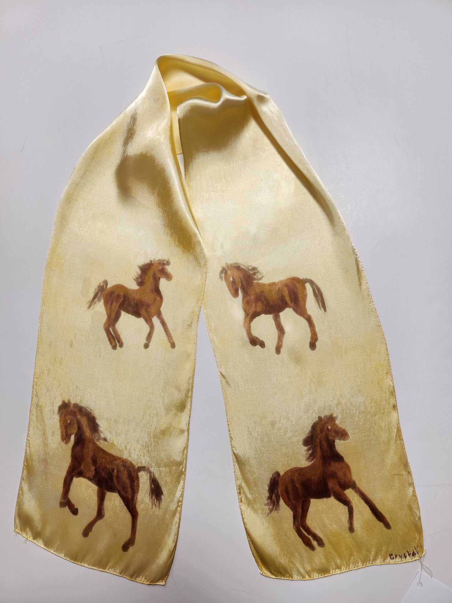 " Prancing Horses " Hand Dyed Rayon Silk Scarf