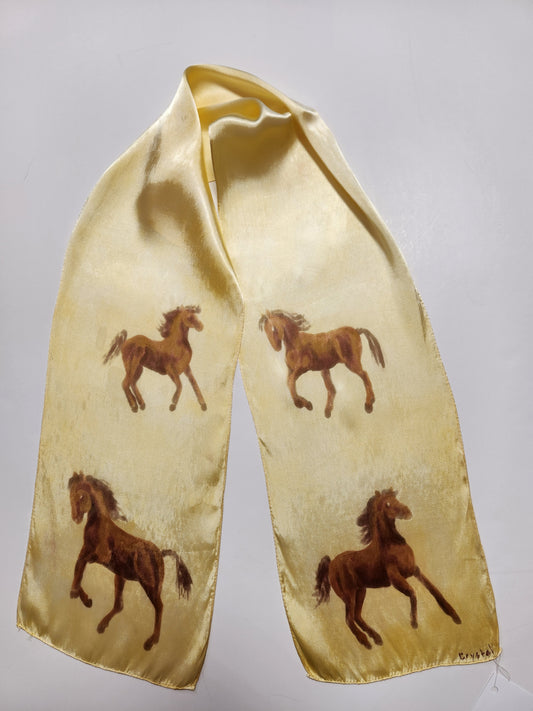 " Prancing Horses " Hand Dyed Rayon Silk Scarf
