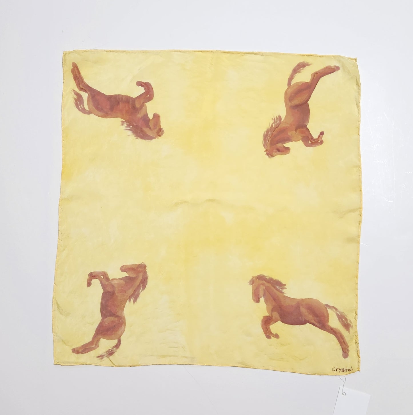 " Four Horses " Hand Dyed Square Silk Scarf