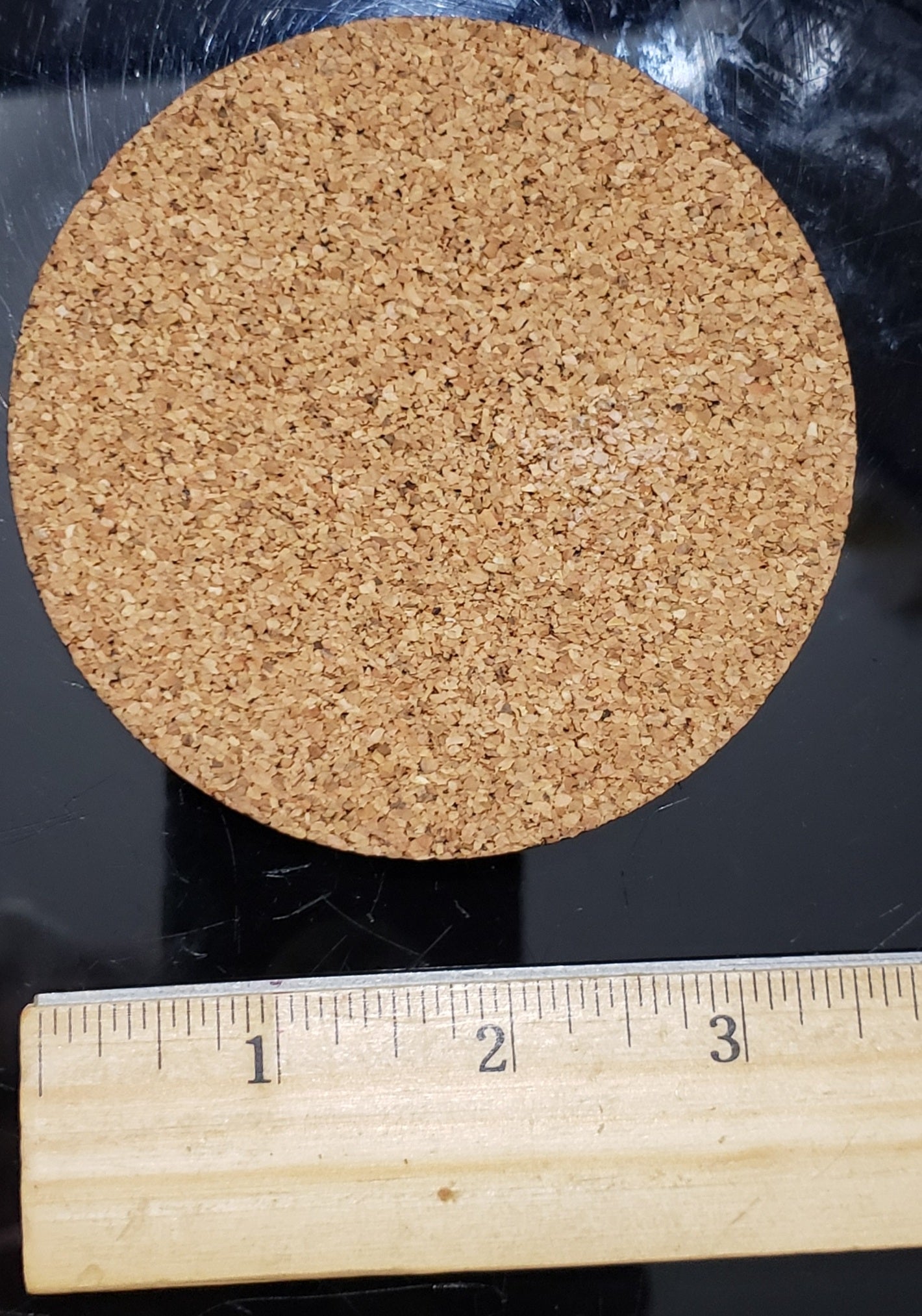 3.75" across  Round coaster  Cork back  Images are from the artist's original oil paintings