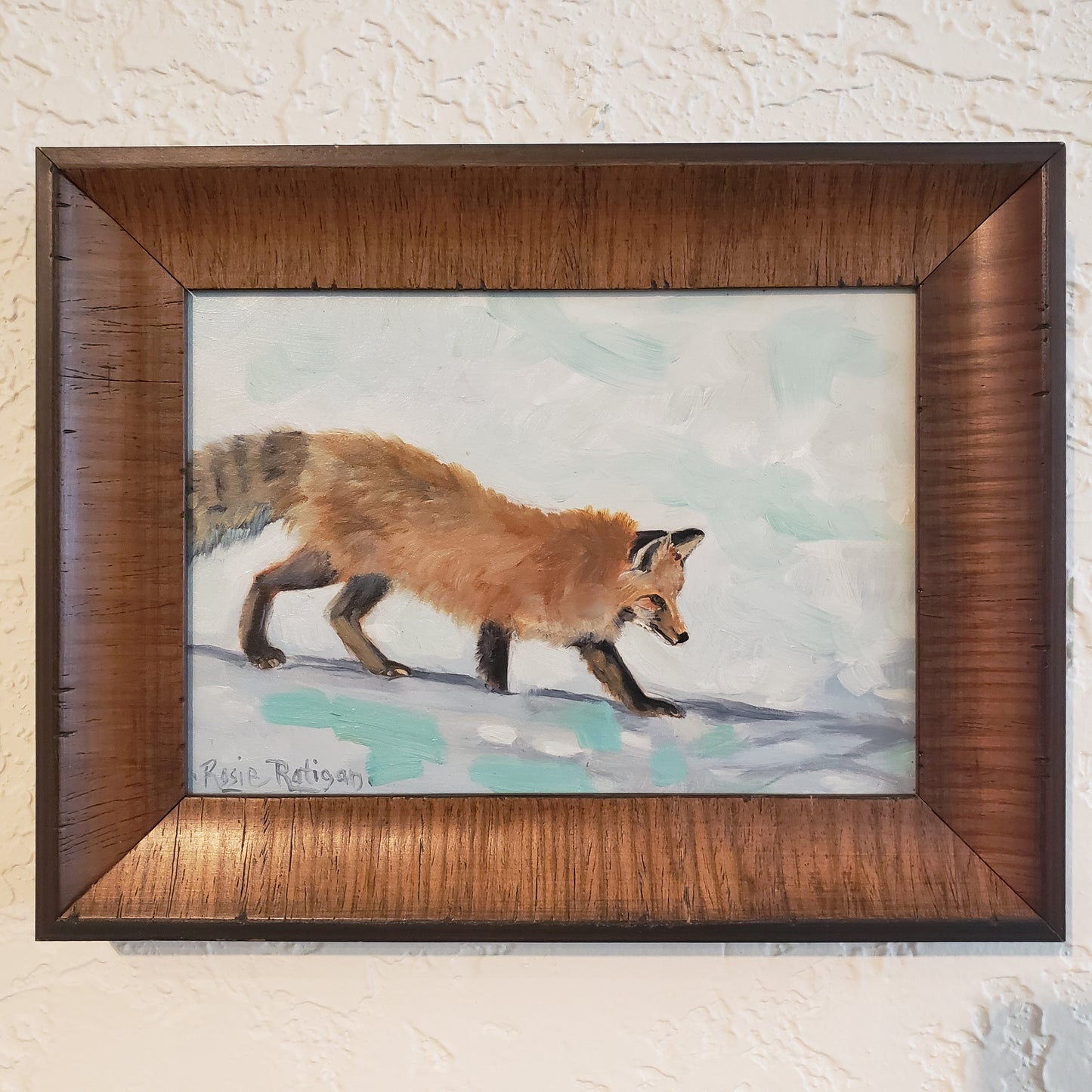 "Fox On The Hunt" Fox Original Oil Painting