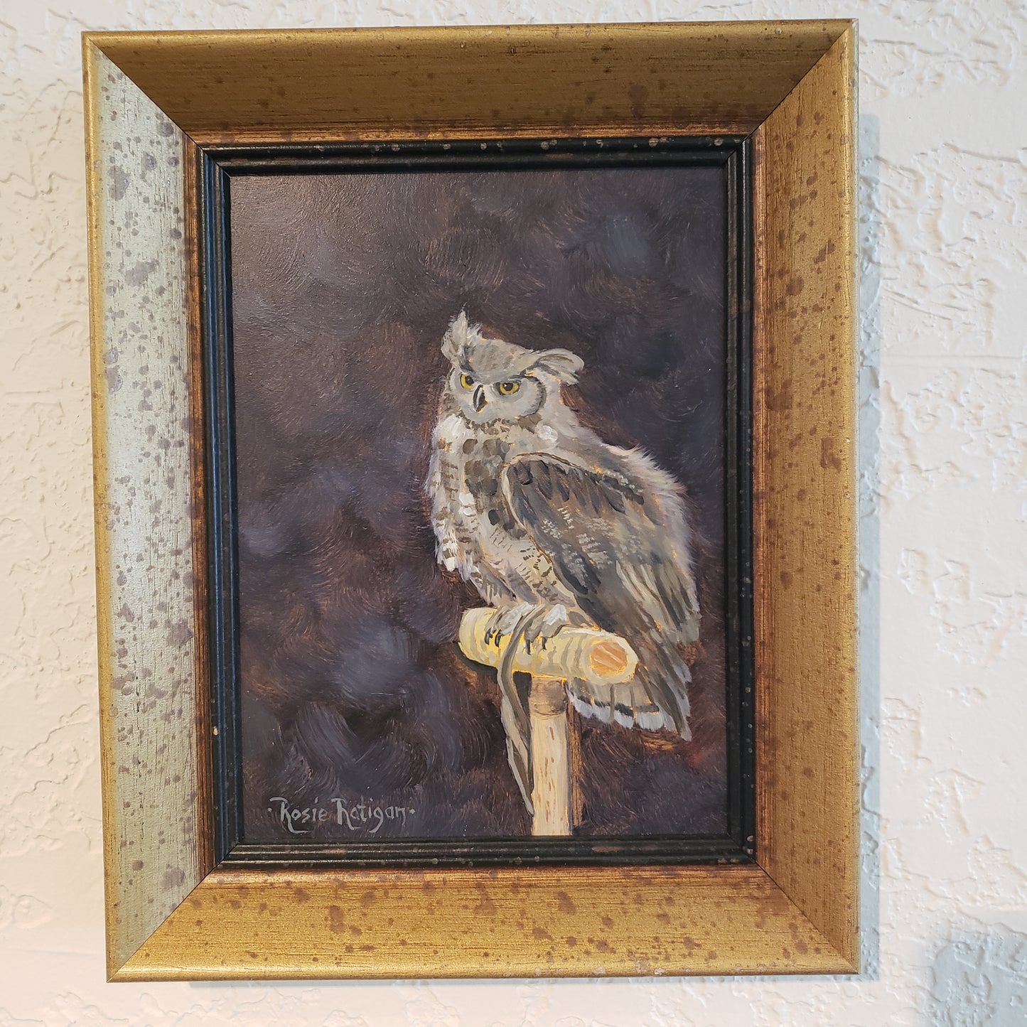 "Juniper Study" Great Horned Owl Original Painting