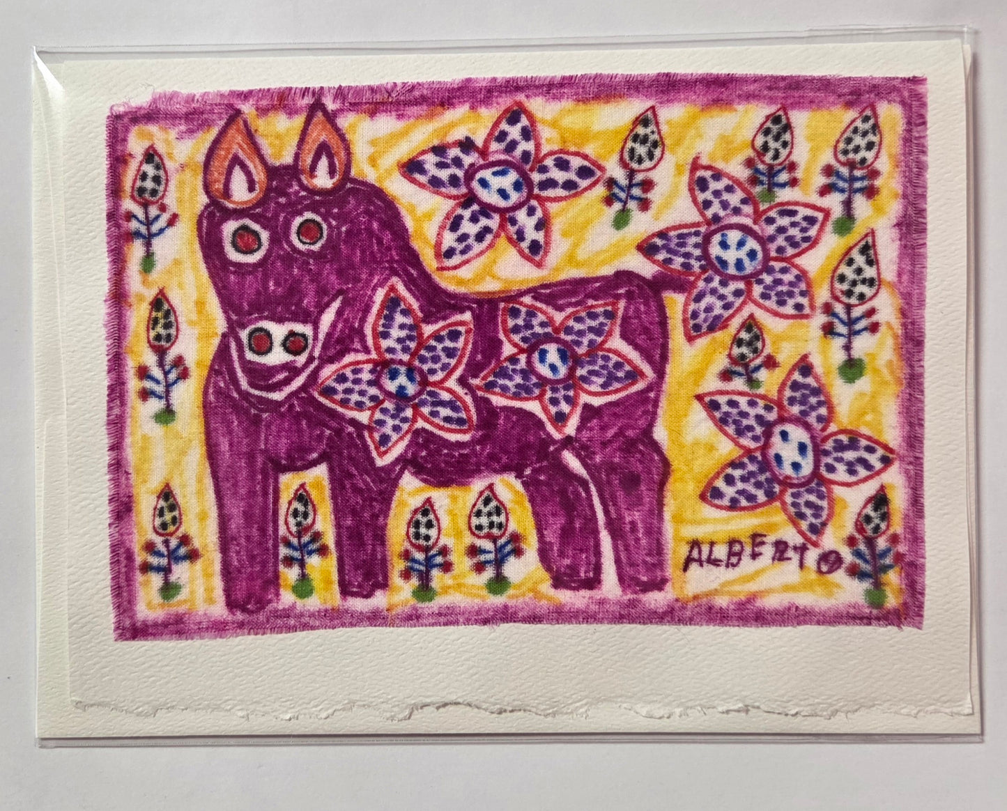 Fiber Art Card - Various Animals - Peruvian Art